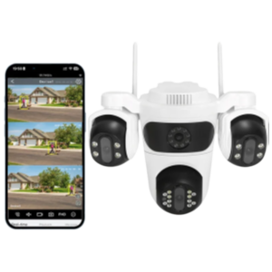 Caméra de surveillance WiFi IP66, 3 Écrans, Vision Nocturne Couleur, 12MP, Imperméable