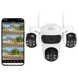 Caméra de surveillance WiFi IP66, 3 Écrans, Vision Nocturne Couleur, 12MP, Imperméable
