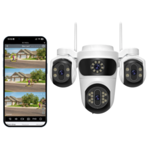 Caméra De Surveillance WiFi 15MP Avec Trois Écrans PTZ, Détection Humaine Et Vision Nocturne