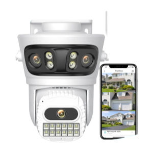 Caméra De Sécurité Extérieure 6K HD PTZ 12MP Avec Détection Humaine - Caméra IP WiFi