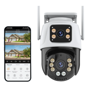 Caméra De Surveillance WiFi 15MP Avec Trois Écrans PTZ, Détection Humaine Et Vision Nocturne