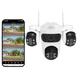 Caméra de surveillance WiFi IP66, 3 Écrans, Vision Nocturne Couleur, 12MP, Imperméable