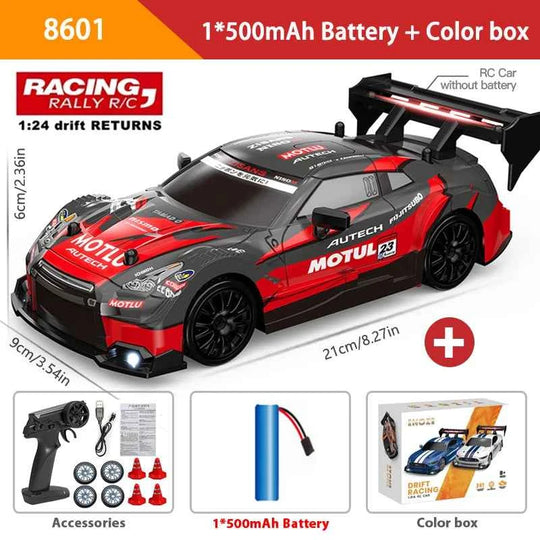 Voiture Télécommandée 1:24 Haute Vitesse Mustang 4WD, Pneu Remplaçable, Contrôle 30M