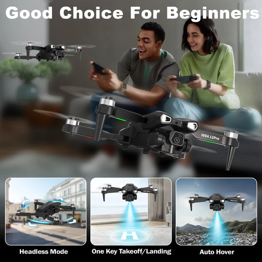 Contrôle du drone IDEA12Pro, un quadcopter 5G WiFi FPV parfait pour les débutants souhaitant explorer la photographie aérienne avec un drone caméra 4K.