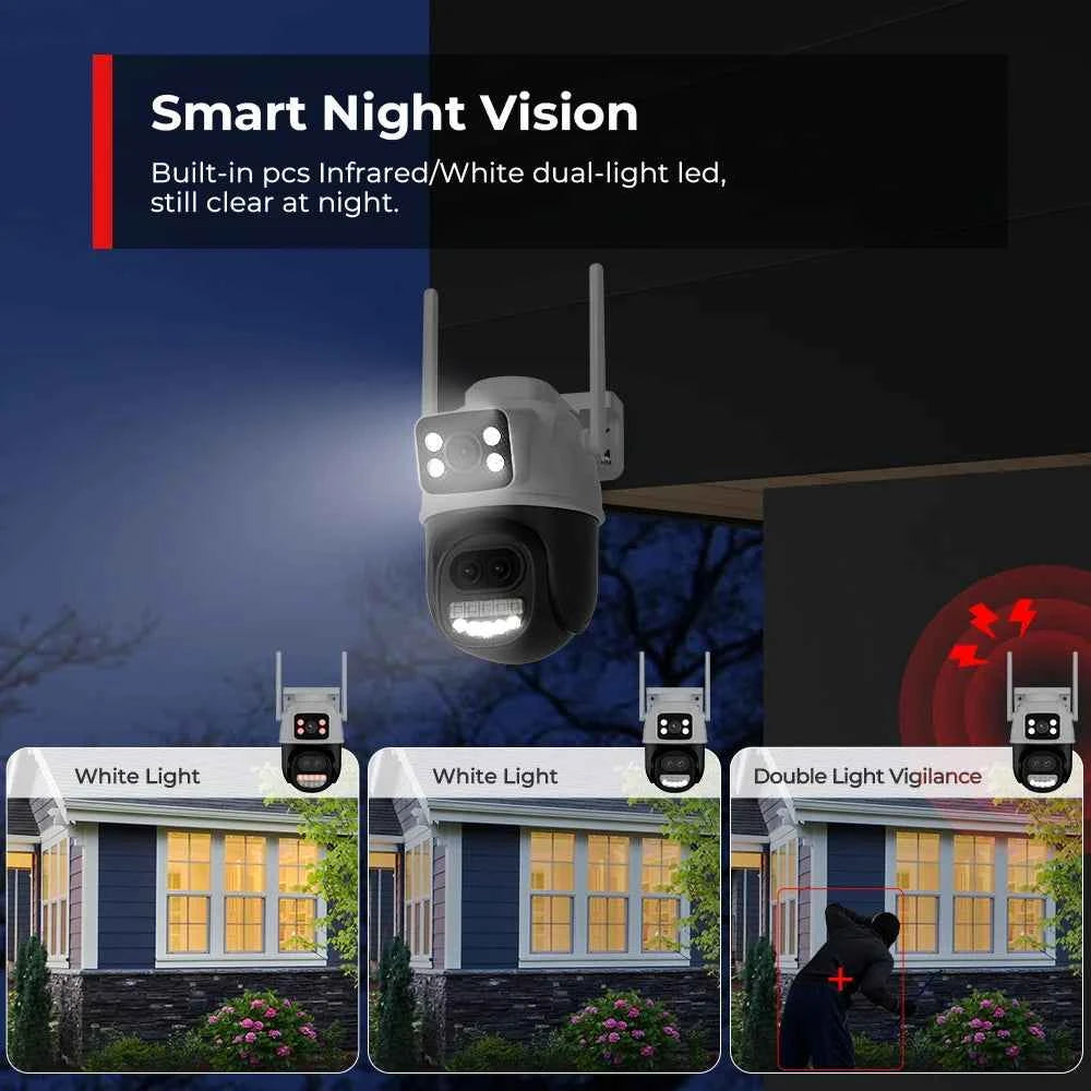 Caméra Extérieure WiFi 12MP 6K avec Zoom Numérique 8X et Détection Humaine AI