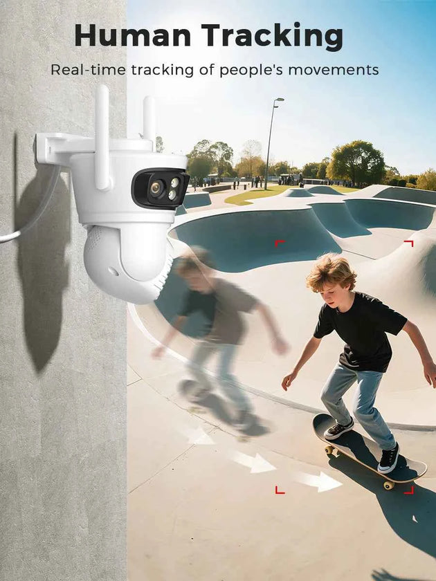 Caméra IP Extérieure Wifi 12MP PTZ avec Suivi Automatique et Vision Nocturne Couleur 180°