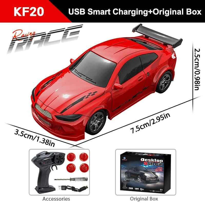 Voiture RC Haute Vitesse 1/64 4WD Mini GTR Télécommandée avec Batterie Lithium Jouet Garçon