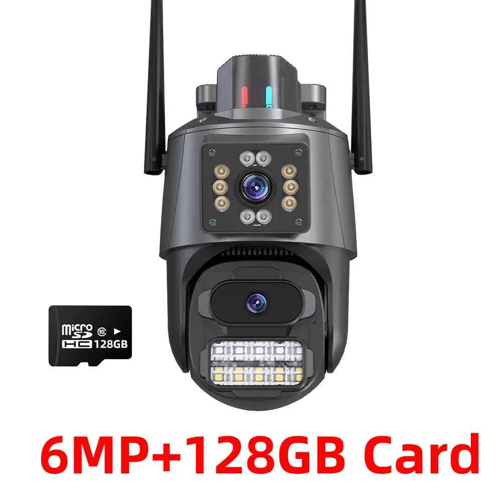 Caméra de Sécurité Extérieure 4K HD WIFI PTZ à Double Objectif avec Vision Nocturne