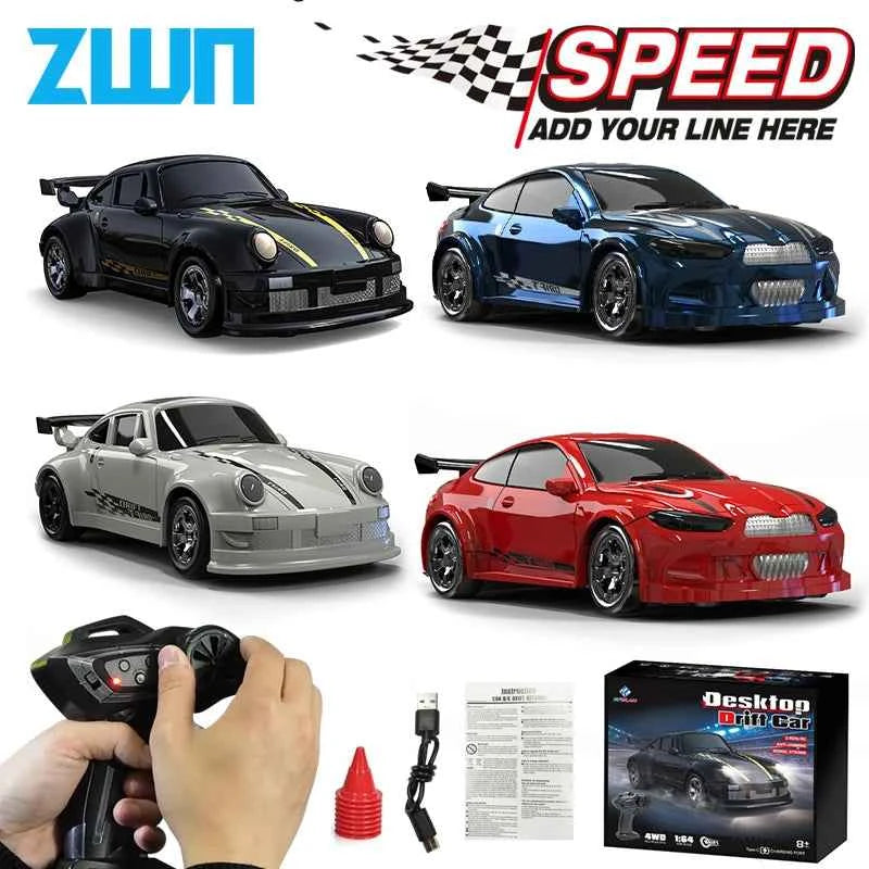 Voiture RC Haute Vitesse 1/64 4WD Mini GTR Télécommandée avec Batterie Lithium Jouet Garçon