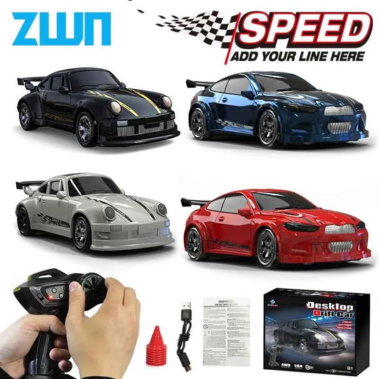 Voiture RC Haute Vitesse 1/64 4WD Mini GTR Télécommandée avec Batterie Lithium Jouet Garçon