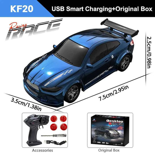 Voiture RC Haute Vitesse 1/64 4WD Mini GTR Télécommandée avec Batterie Lithium Jouet Garçon