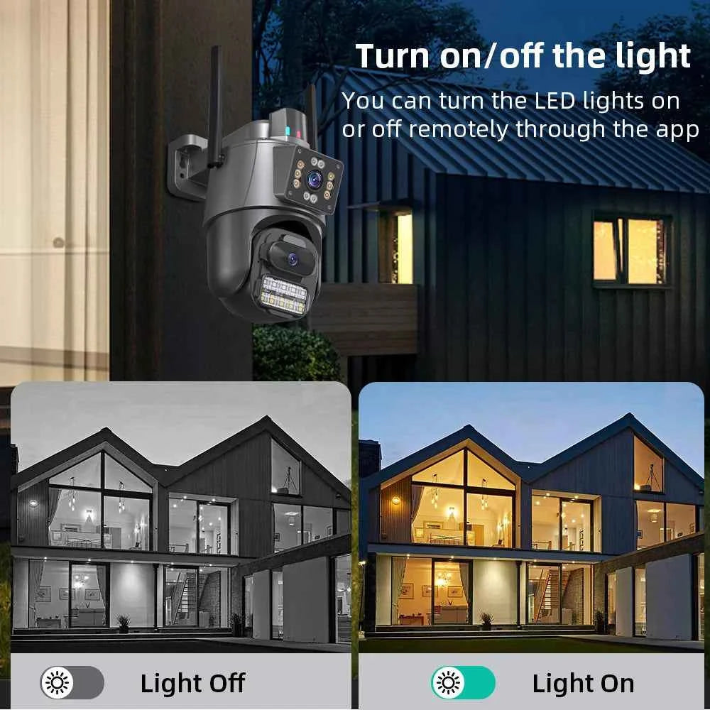 Caméra de Sécurité Extérieure 4K HD WIFI PTZ à Double Objectif avec Vision Nocturne