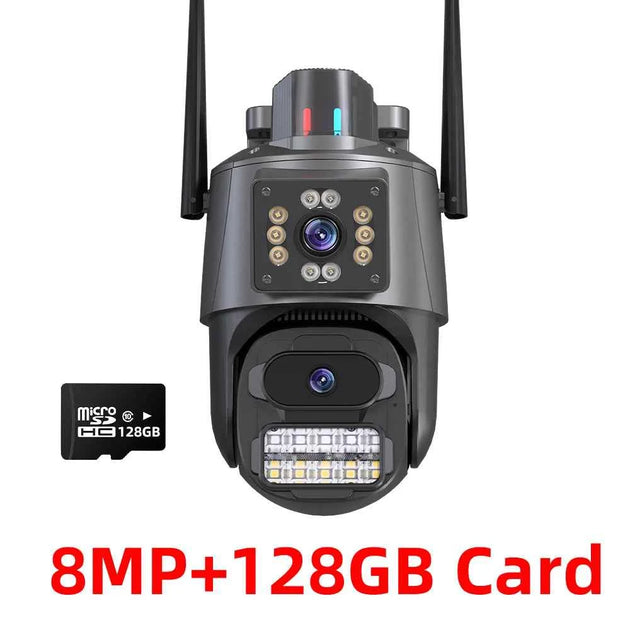 Caméra de Sécurité Extérieure 4K HD WIFI PTZ à Double Objectif avec Vision Nocturne