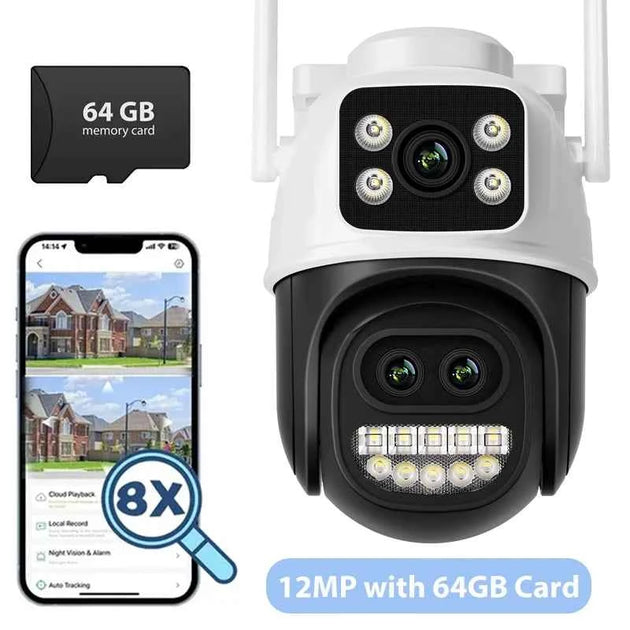 Caméra Extérieure WiFi 12MP 6K avec Zoom Numérique 8X et Détection Humaine AI