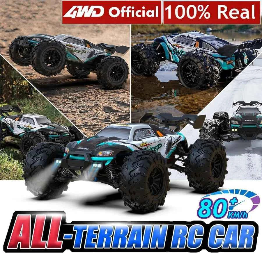 Voiture RC à dérive 1:16, 80 km/h, LED, 4WD, camion monstre télécommandé pour enfants et adultes