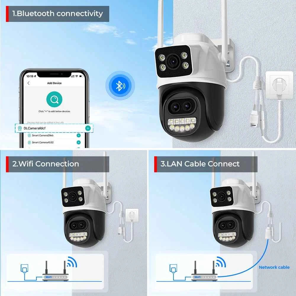 Caméra Extérieure WiFi 12MP 6K avec Zoom Numérique 8X et Détection Humaine AI