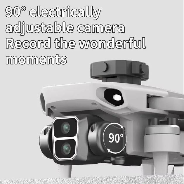 Le drone professionnel GPS L106-1 en vol, montrant son design aérodynamique et son évitement d'obstacles.