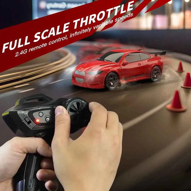 Voiture RC Haute Vitesse 1/64 4WD Mini GTR Télécommandée avec Batterie Lithium Jouet Garçon