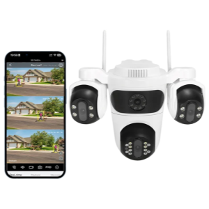 Caméra de surveillance WiFi IP66, 3 Écrans, Vision Nocturne Couleur, 12MP, Imperméable