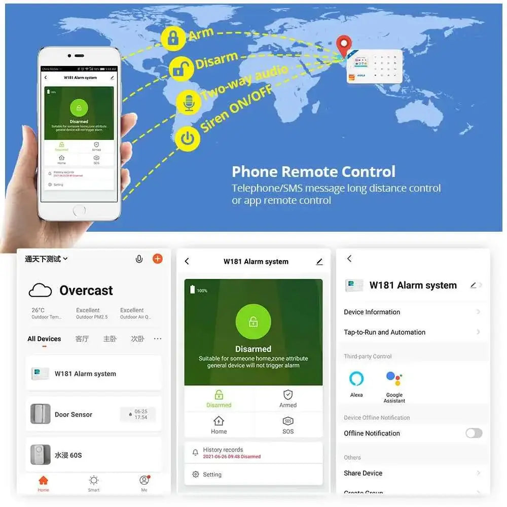 Alarme de sécurité WiFi KERUI W181 avec Détecteur de Mouvement Caméra IP et Commande par App - Alarme de sécurité