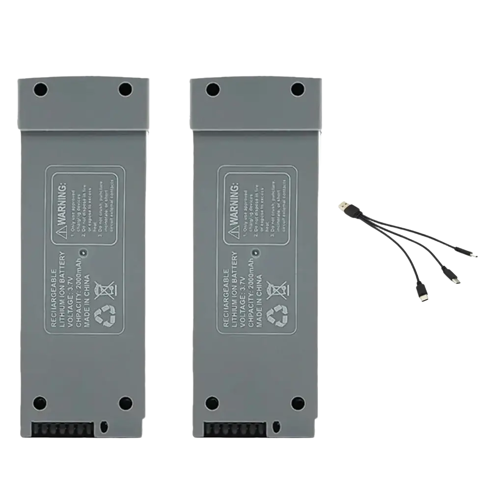 Batterie Lithium 3.7V 2000mAh pour Drone Z908 PRO et MAX - 2 Pièces et USB - Batterie