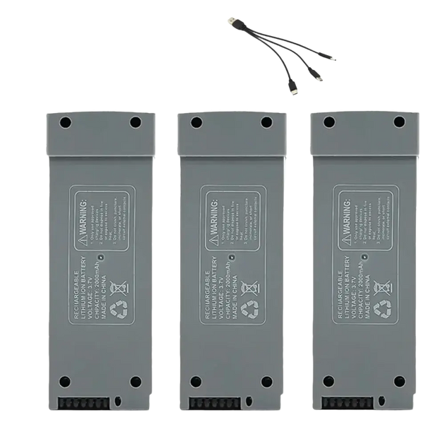 Batterie Lithium 3.7V 2000mAh pour Drone Z908 PRO et MAX - 3 Pièces et USB - Batterie