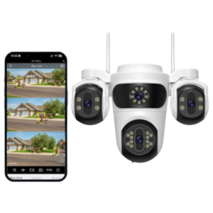 Caméra De Surveillance WiFi 15MP Avec Trois Écrans PTZ, Détection Humaine Et Vision Nocturne