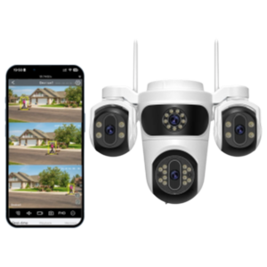 Caméra De Surveillance WiFi 15MP Avec Trois Écrans PTZ, Détection Humaine Et Vision Nocturne