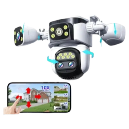 Caméra de Sécurité Extérieure 20MP WiFi PTZ 10X Zoom 720° Imperméable ANSVICAM - 10K 20MP Ajouter 128G / Prise Anglaise