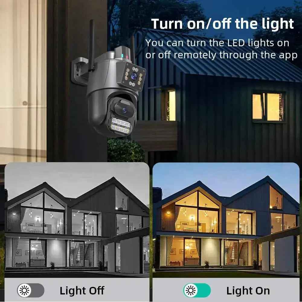 Caméra de Sécurité Extérieure 4K HD WIFI PTZ à Double Objectif avec Vision Nocturne