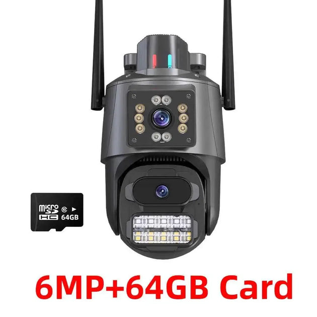Caméra de Sécurité Extérieure 4K HD WIFI PTZ à Double Objectif avec Vision Nocturne