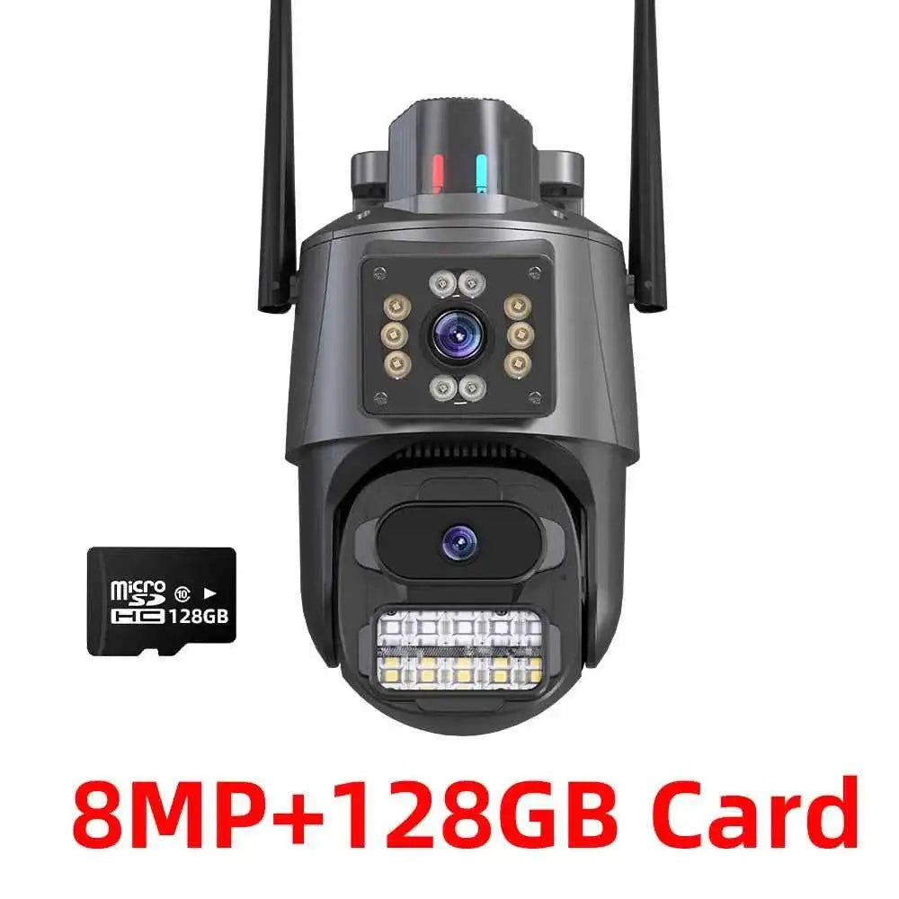 Caméra de Sécurité Extérieure 4K HD WIFI PTZ à Double Objectif avec Vision Nocturne