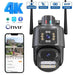 Caméra de Sécurité Extérieure 4K HD WIFI PTZ à Double Objectif avec Vision Nocturne