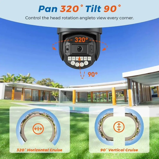 Caméra extérieure PTZ 10MP avec WIFI et double objectif 8MP