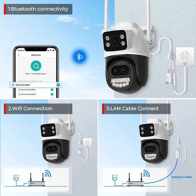 Caméra Extérieure WiFi 12MP 6K avec Zoom Numérique 8X et Détection Humaine AI