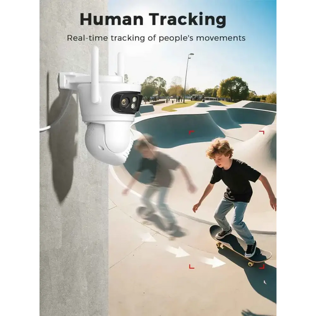Caméra IP Extérieure Wifi 12MP PTZ avec Suivi Automatique et Vision Nocturne Couleur 180°