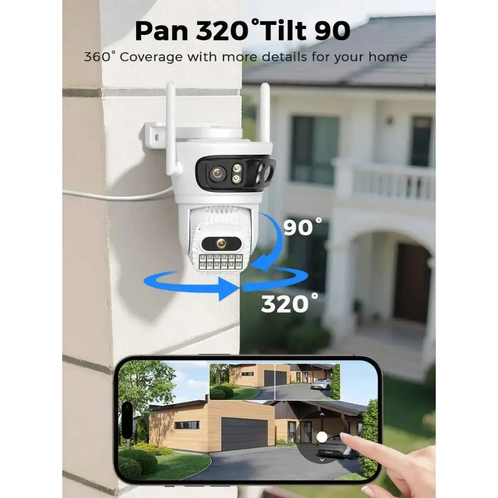 Caméra IP Extérieure Wifi 12MP PTZ avec Suivi Automatique et Vision Nocturne Couleur 180°