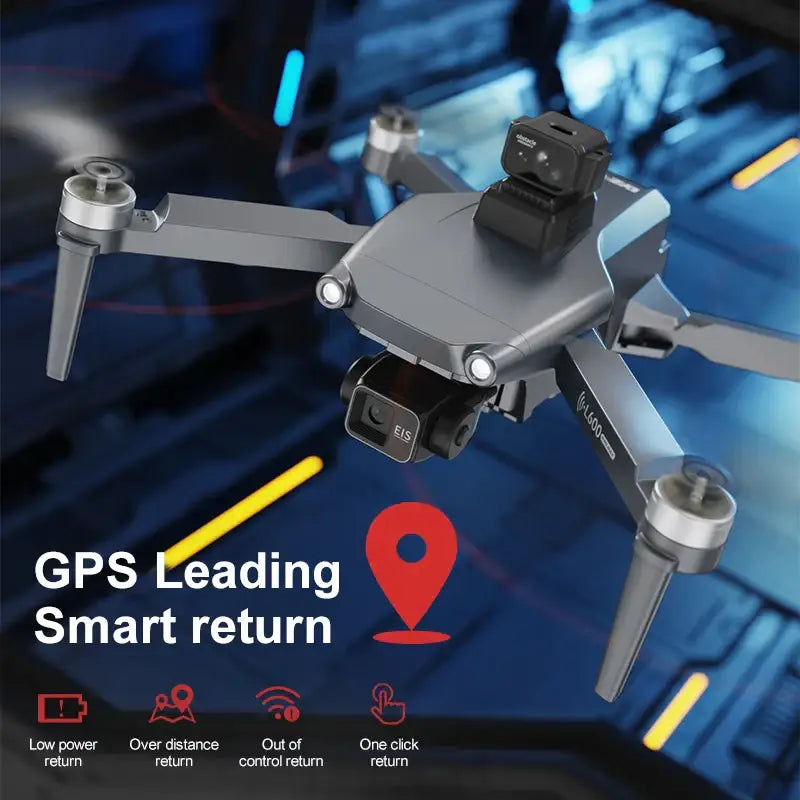 Zoom sur la caméra HD professionnelle du drone L600 PRO MAX 8K, offrant une résolution impressionnante pour la photographie.
