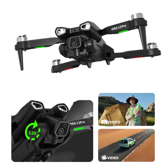 Vue du drone IDEA12Pro avec double caméra RC, une excellente option pour les amateurs de drones caméra 4K.