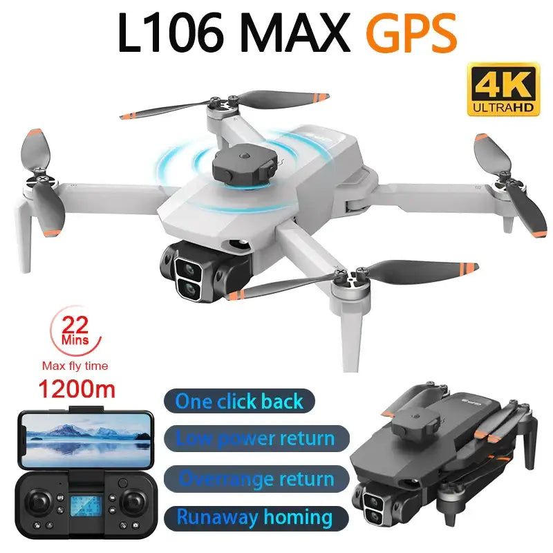 LYZRC L106 MAX GPS Drone 4K avec caméra HD, un drone gps pliable parfait pour la photographie aérienne.