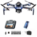 Drone GT8 Pliable avec Caméra 4K GPS et Éclairage LED Noir et Bleu - Batterie Bleue 4K1 - Drone