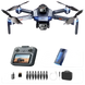 Drone GT8 Pliable avec Caméra 4K GPS et Éclairage LED Noir et Bleu - Batterie Bleue 6K1 - Drone