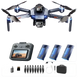 Drone GT8 Pliable avec Caméra 4K GPS et Éclairage LED Noir et Bleu - Batterie Bleue 8K3 - Drone