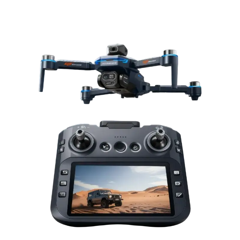 Drone GT8 Pliable avec Caméra 4K GPS et Éclairage LED Noir et Bleu - Drone
