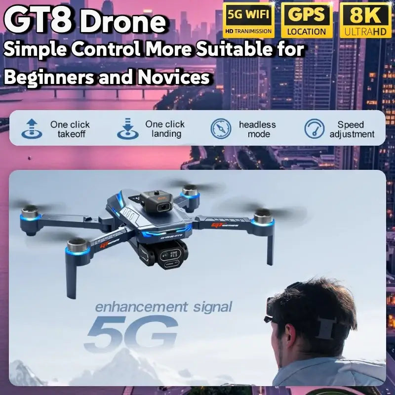 Drone Lenovo GT8 8K GPS avec Double Caméra et Moteur Brushless - Drone