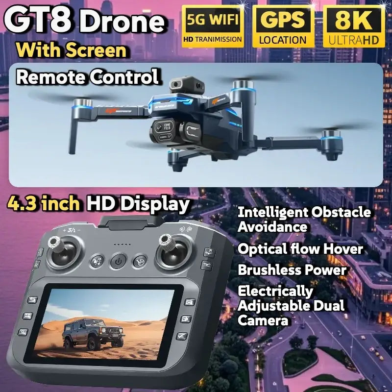 Drone Lenovo GT8 8K GPS avec Double Caméra et Moteur Brushless - Drone