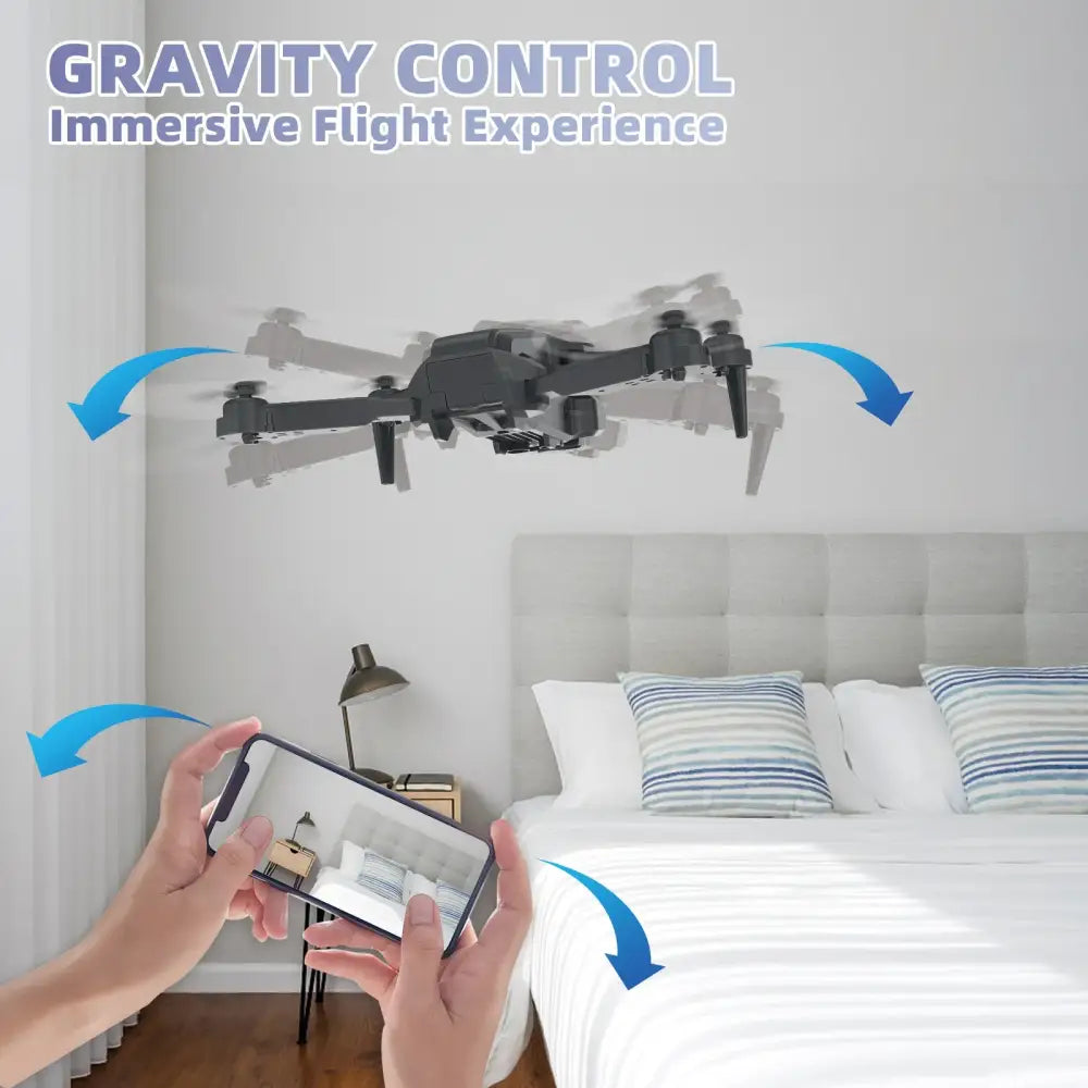 Drone pliable caméra 1080P IDEA12 mini avec 2 batteries RC quadrirotor FPV pour enfants - Drone