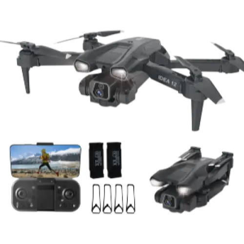 Drone pliable caméra 1080P IDEA12 mini avec 2 batteries RC quadrirotor FPV pour enfants - idée12mini / Allemagne - Drone