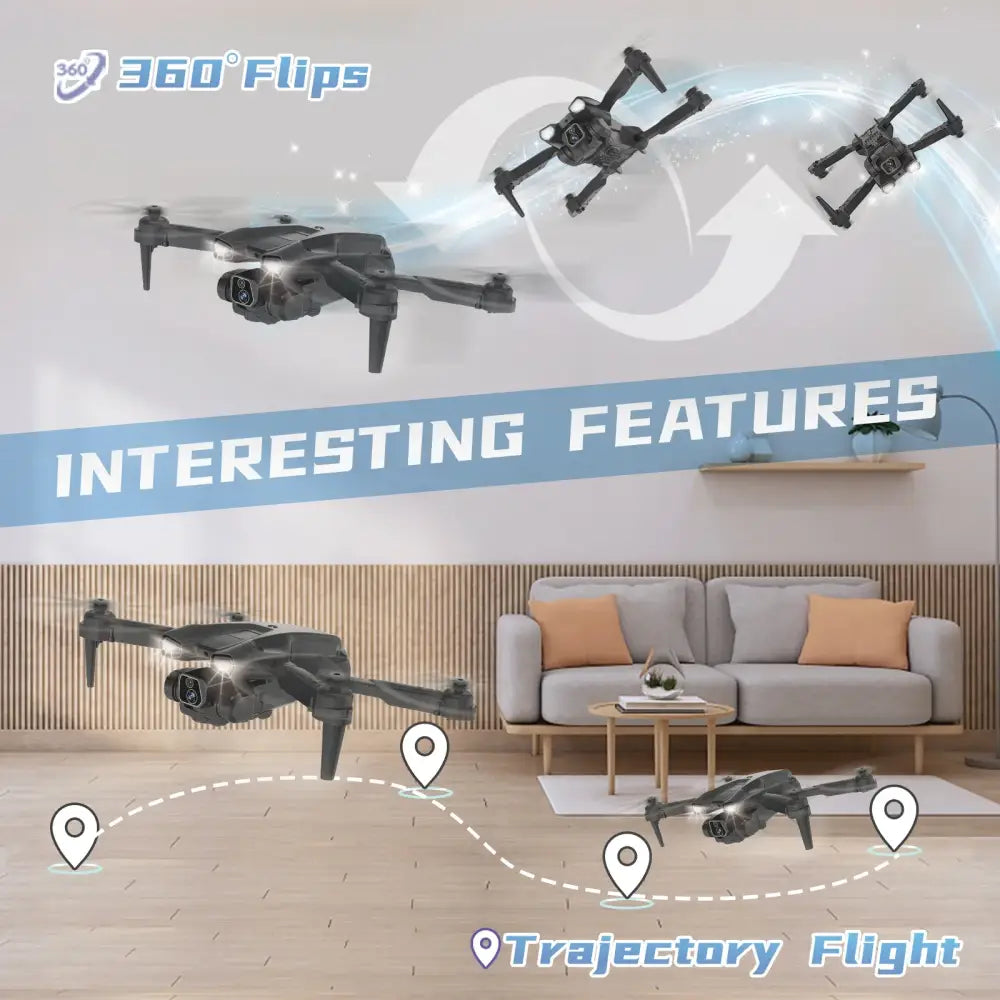 Drone pliable caméra 1080P IDEA12 mini avec 2 batteries RC quadrirotor FPV pour enfants - Drone