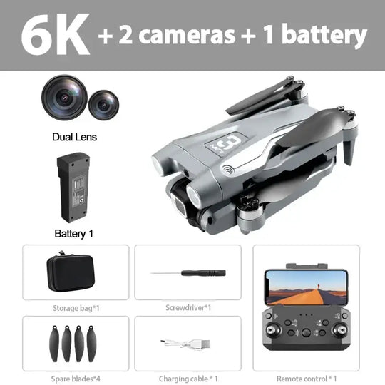 Drone pliable Lenovo Z908 Pro Max 8K GPS avec évitement d’obstacles - Batterie Grise 6K-2S-1 - Drone